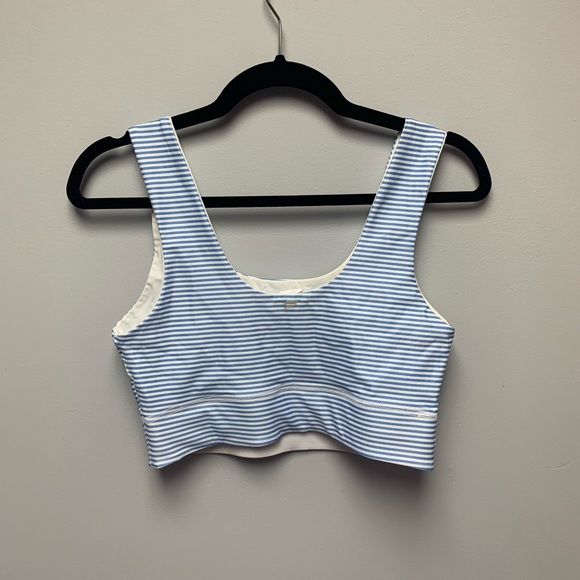 Fabletics sports bra, size medium, blue and white striped! - Picture 2 of 3